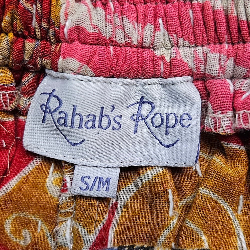 Kantha Wide Leg S/M Pants Boho Sustainable Hippie Bohemian Artsy Funky - Picture 6 of 13